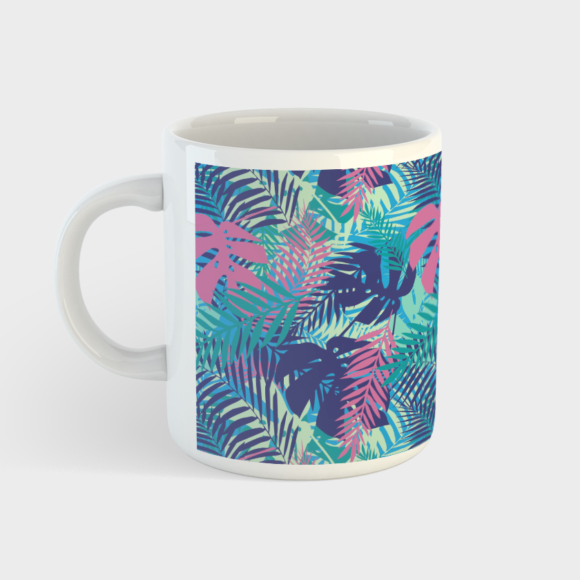 Чашка белая 330 мл. Запечатка - 220x85 мм. Пальмы (WL 03.21-23-5)