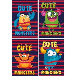 Блокнот на пружине сверху, А-6, 40л., MONSTERS, картонная обложка, KIDS Line