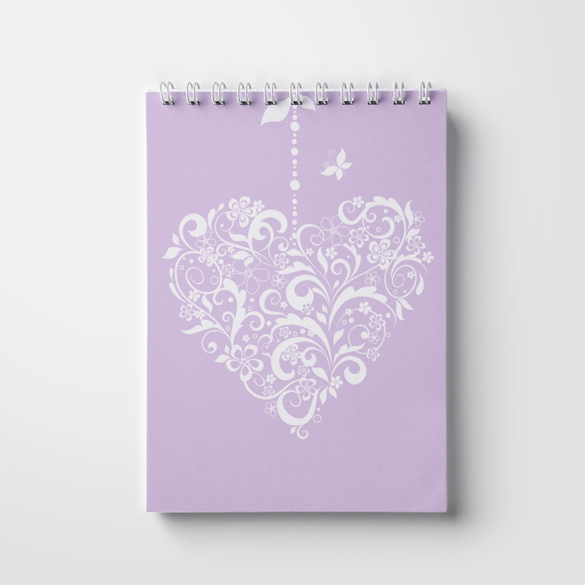 Блокнот А5, 50 страниц; на пружине. Сердца (WL 04.21-16-10-7)